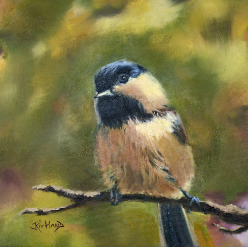Cheeky Chickadee 8x8 $355 at Hunter Wolff Gallery